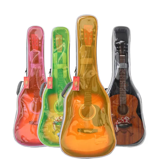 Transparent Colorful Waterproof Double Shoulder Students Guitar Instrument Protective Jacket Backpack Case Pack Bag (CY3690)