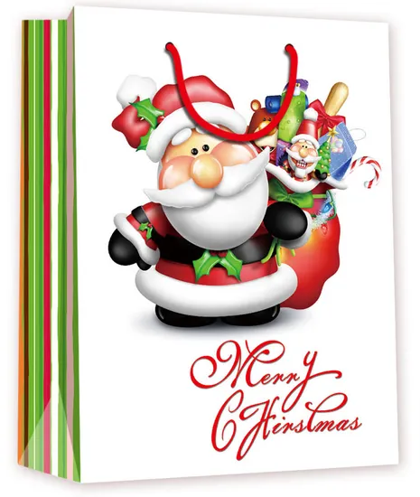 Customized Design Free Samples Christmas Shopping Gift Bag with Cotton Handles