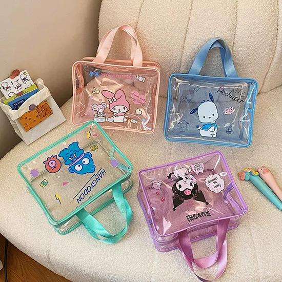 Xianghui PVC Small Bag Cute Three Mile Makeup Bag Portable Girl′s Handheld Makeup Bag