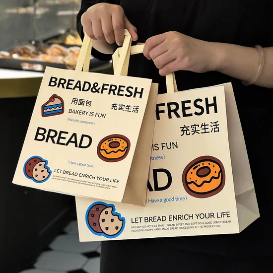 Custom Printed Brown Kraft Paper Bags with Flat / Twist Handles