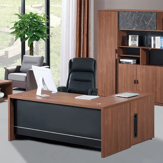 ODM/OEM Environmental Solid Pellet Wood Board Executive Office Table with Shelves