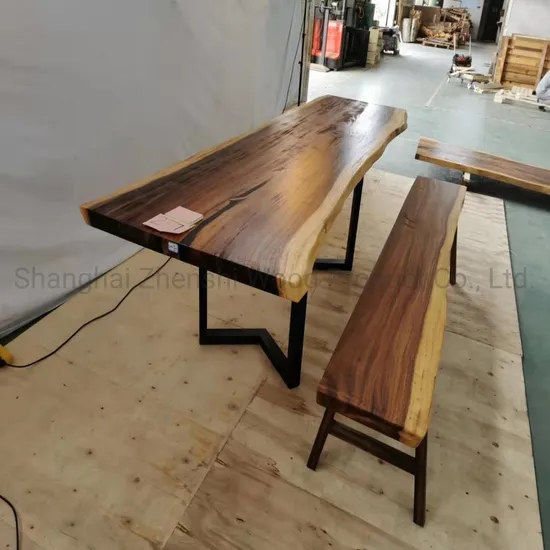 Reclaimed Wood Slab Reclaimed Live Edge Slab Office Table Set