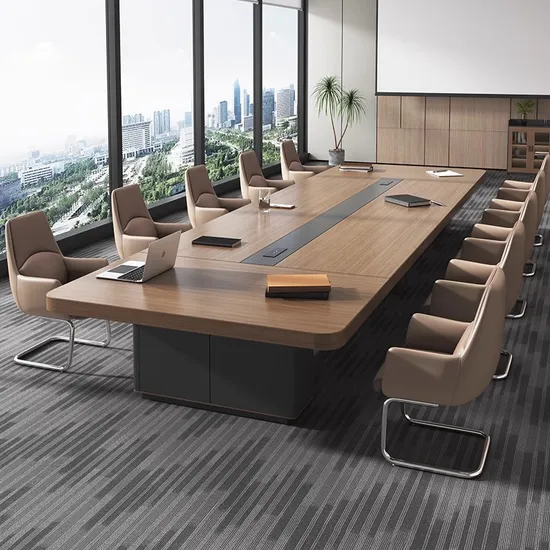 Customizable Melamine Conference Table for Office Collaboration Spaces