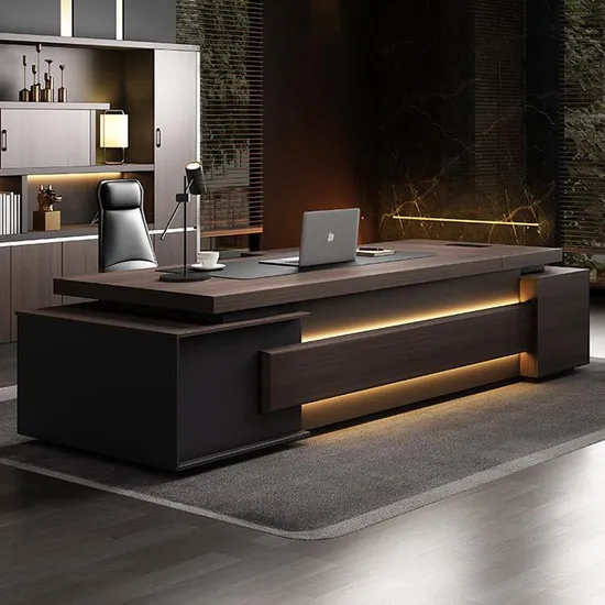 Luxury Modern Wood Design MDF Home Executive L Shaped CEO Office Table