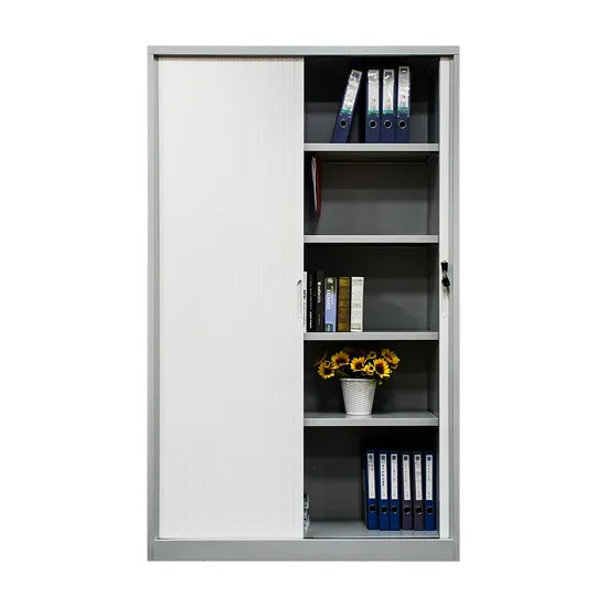 Vertical Roll Top Shutter Front Tambour Door Stainless Steel Metal Storage File Cabinet for Roller