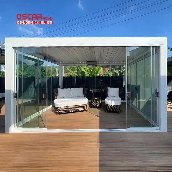 Electric Motorized Louvre with Adjustable Louvers Waterproof Remote Controlled Aluminum Alloy Smart Outdoor Garden Pergola