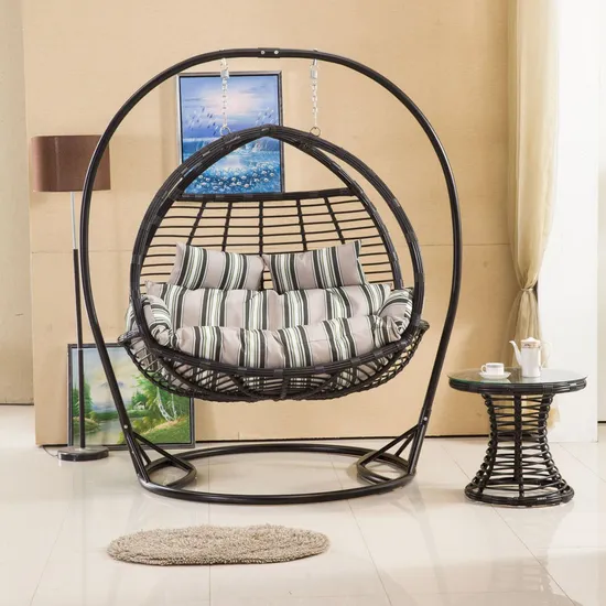 Customized New OEM Foshan Egg Double Swing Chair with Stand