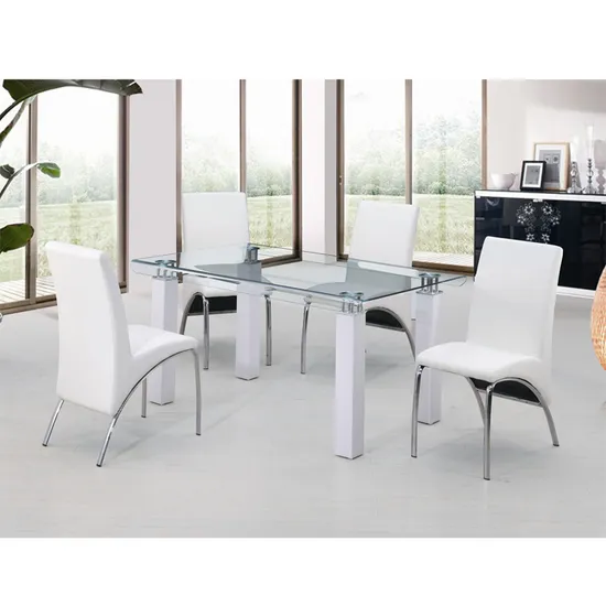Nordic Luxury Long Fancy Glass Top Dining Table and Chair for Home