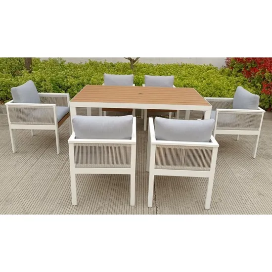 Outdoor Restaurant Aluminum Frame Rope Dining Chair for Patio Garden Backyard Furniture Sets