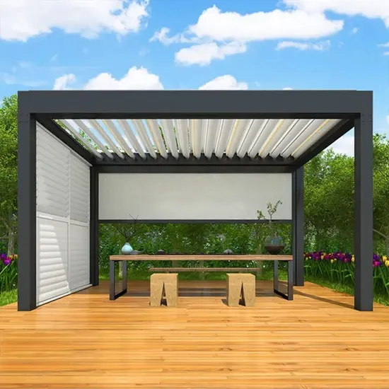Customized Sizes Aluminium Pergola Aluminium Louver Roof Cover Electric Outdoor Pergola