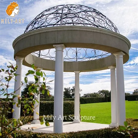 Elegant Outdoor Natural Stone Pavilion Big Size Marble Gazebo for Sale