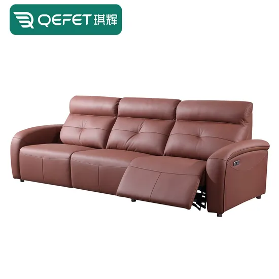 Modern Living Room Red Genuine Leather Electric Power Recliner Couch Function Sofa Home Furniture with USB
