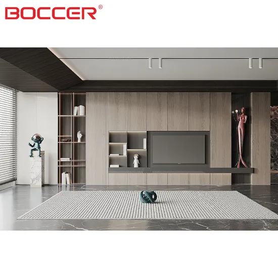 Textured Wood Grain TV Cabinet for Contemporary Living Rooms