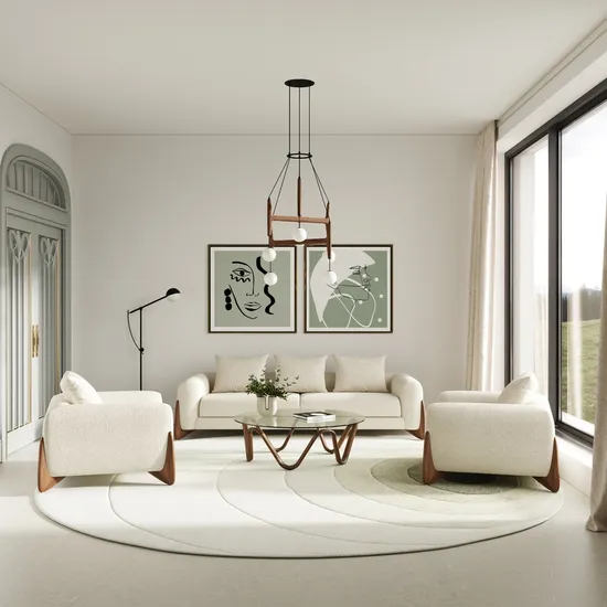 OEM Custom Ash Wood Leather Living Room Furniture Sectional Sofa