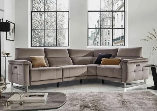 Moet Fabric Power Recliner Corner Sofa with Telescopic Headrests