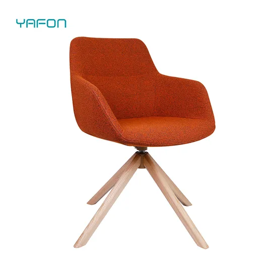 Modern Design Office Furniture Armchair Fabric Upholstery Leisure Chair with Swivel Wood Leg
