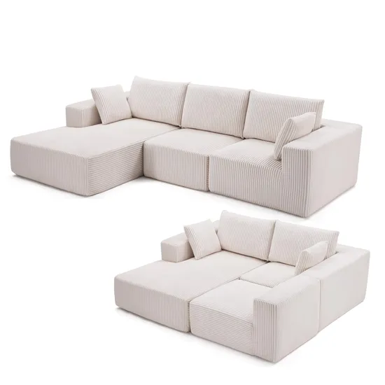 Modular Sectional L Shape Sofa Set Combined Vacuum Compression Furniture Sofa Comfortable Fabric Couch Modern Sofas for Living Room with Fireproof PU Foam