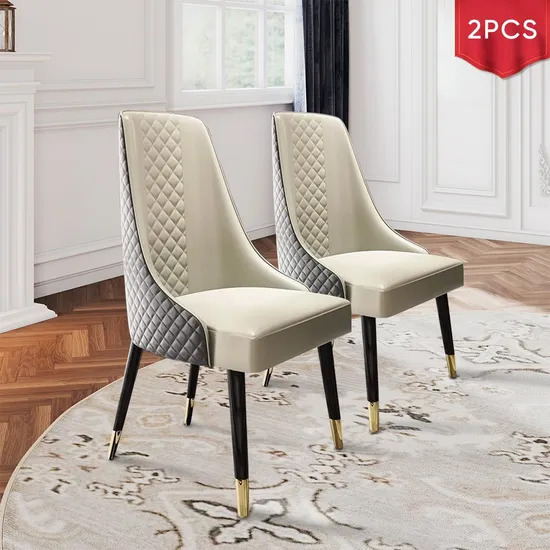 Kuna MID-Century Banquet Hotel Restaurant Upholstered Event Faux Leather Gray Dining Chair (set of 2)