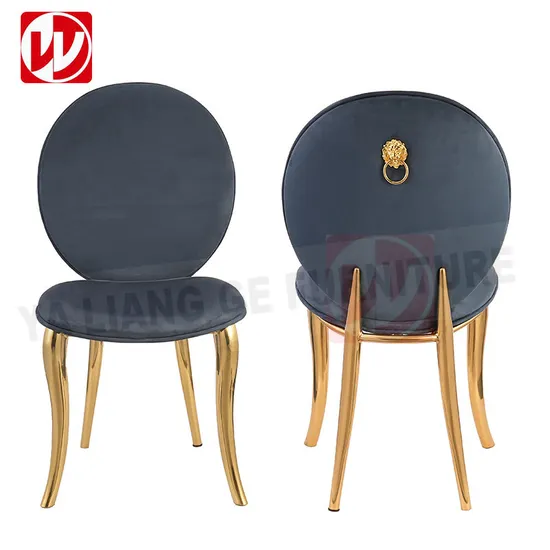 Event Party Rental Metal Dining Chair Gold Stainless Steel Blue Velvet Luxury Wedding Chair