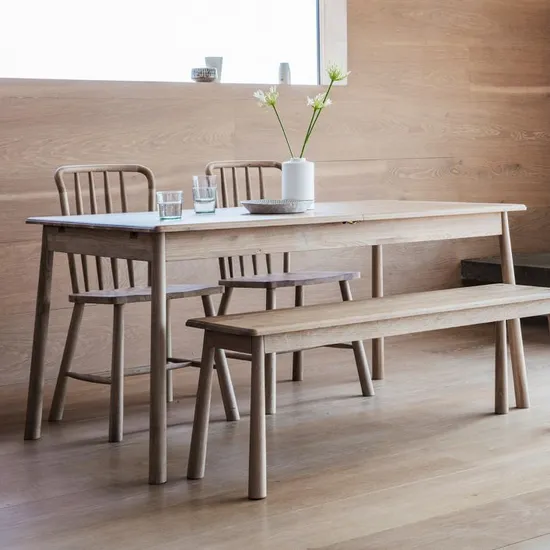 Nordic Solid Oak/Veneer Extendable Modern Dining Room Table, Wooden Extending Dinner Table
