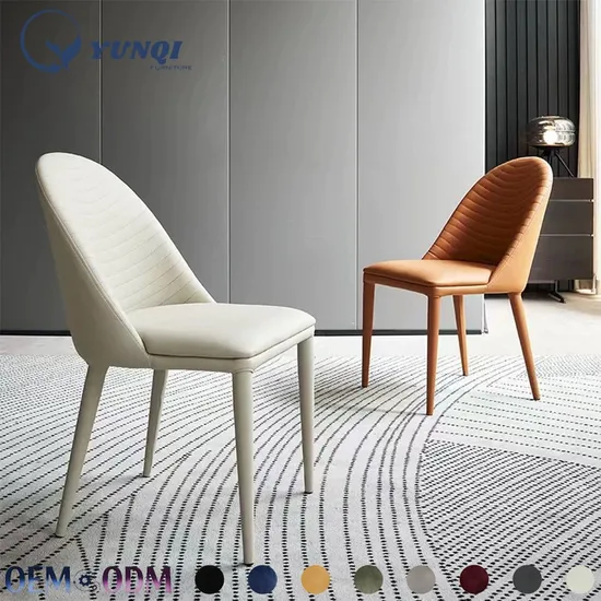 Italian Minimalist with Stainless Steel Legs Microfiber Leather Saddle Dining Chairs Modern Luxury Dining Rooms 6 Chairs Modern Dining Chair
