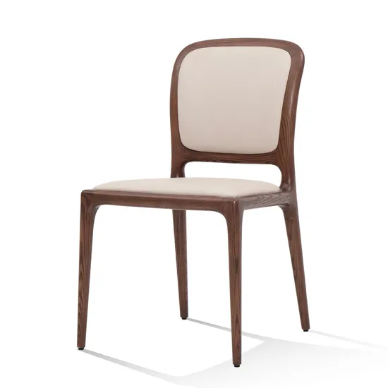 Waist Support UV-Resistant Ash Wood and PVC/Leather/Fabric Material Leather Restaurant Chair