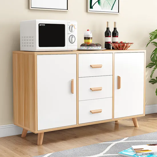 Customized Wholesale Hot Sell 2 Door and 3 Drawer Luxury White Contemporary Home Furniture Sideboard Kitchen Cabinet Cupboard