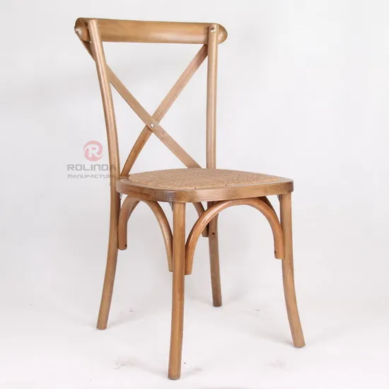 Nordic Wedding Event Stackable Wooden Cross Back Dining Chair French Provincial Industrial Wooden Cross Back Chair
