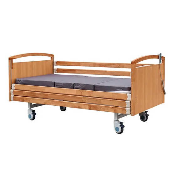 Wooden Backrest Hospital Manual Nursing Bed for Home Care Use