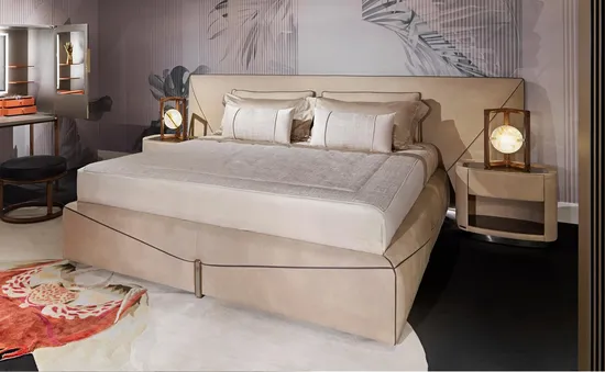 King Size Modern Villa Italian Latest Double Bed Design Bedroom Furniture Set Leather Luxury Bed
