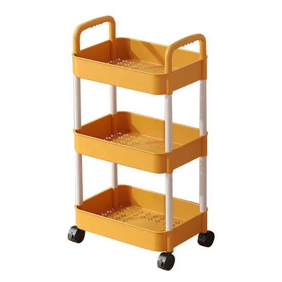 3 Tier High Quality Multifunction Colorful Stainless PP Rolling Storage Cart