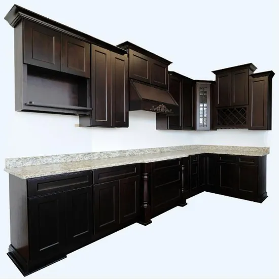 Retro Espresso Shaker Solid Wood Design for Home Furniture Kitchen Cabinets Set