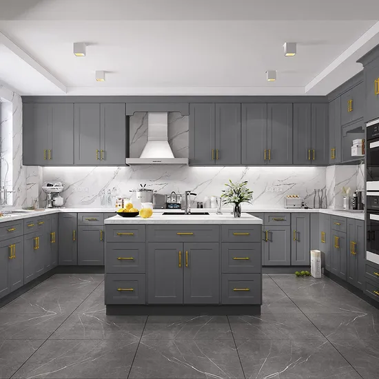 Blue Black Shaker Solid Wood Paint Kitchen Cabinet with Dtc Soft Close