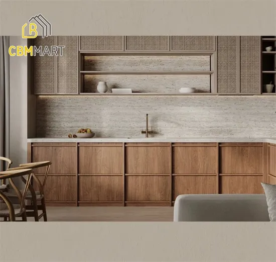 Cbmmart New Modern Design Rattan Kitchen Furniture Solid Wood Kitchen Cabinets