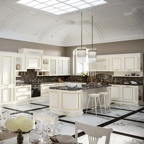 Modern Aprment European Standard Luxury Classic Flat Wood Kitchen Cabinet