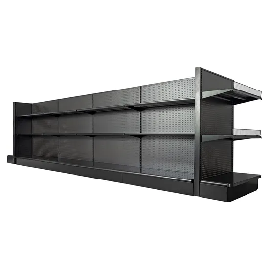Grocery Shop Metal Retail Iron Black Double-Sided Supermarket Gondola Shelving Display