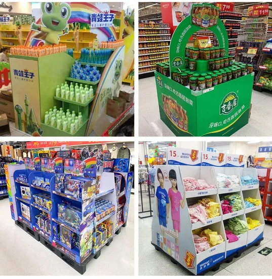 Custom Design Cardboard Displays PDQ Tray Stackable Paper Display Box for Promotion Products Display Quickly Printing Paper Stand