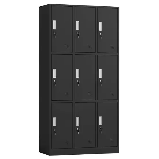 Cheap 12 Door Black with Brown Steel Storage Wardrobe School Locker Metal Locker Gym Locker
