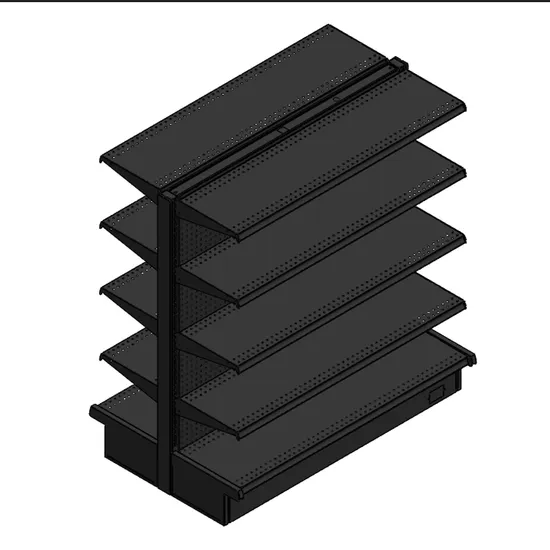 China Black Metal Store Gondola Shelving Double-Sided Supermarket Shelves for Shop
