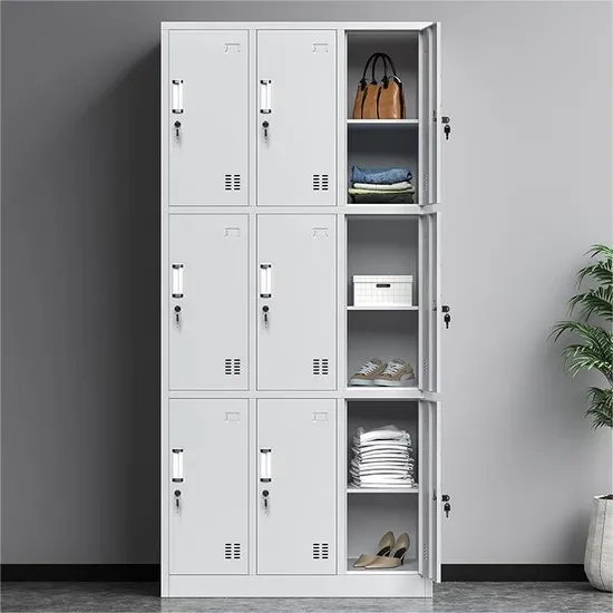 Customized Gym Swimming Pool Metal Locker 9 Door Workshop Staff Clothing Storage School Steel Lockers for Changing Room