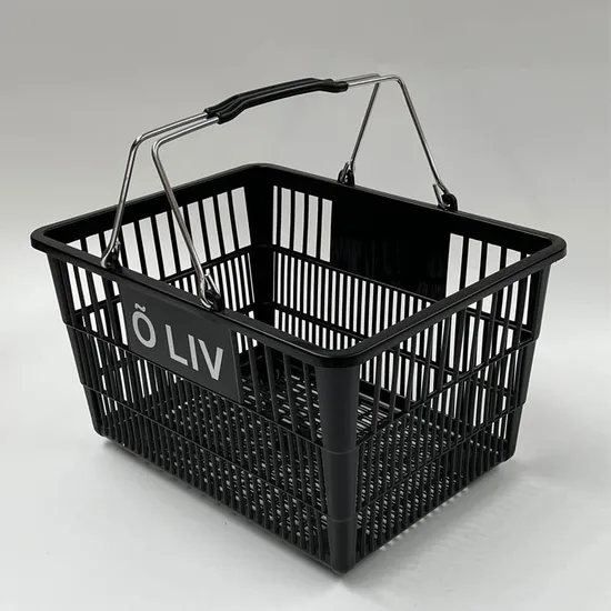 23L Plastic Handle Shopping Basket with Chrome Metal Handles