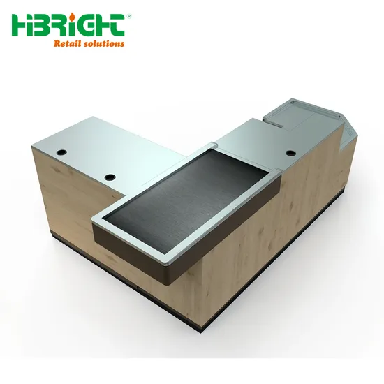 Wooden Color Cashier Checkout Counter Customized
