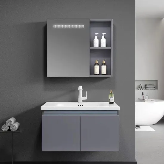China Supplier Cheap Price Aluminum Grey Color Bathroom Mirror Cabinet