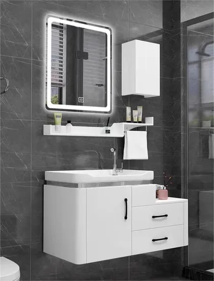 Small Unit Washbasin, Bathroom Cabinet Combination, Modern and Simple Hanging Wall Style Washbasin, Hanging Cabinet, Waterproof
