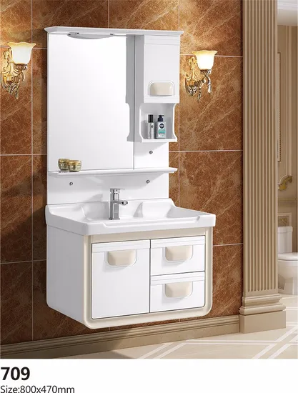 PVC White Basin with Mirror Bathroom Sanitary Cabinet