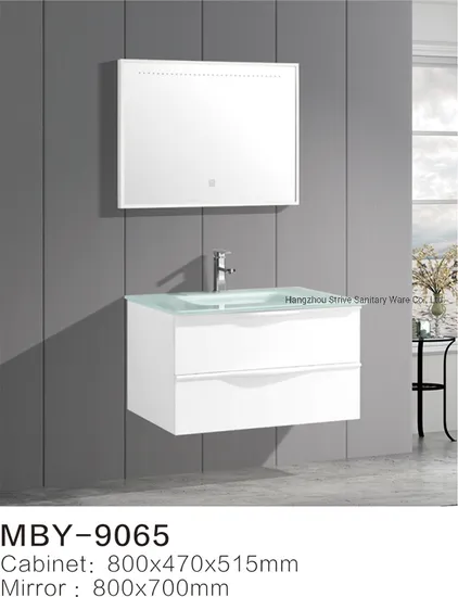 Bathroom Cabinets and Wash Basin PVC Side Cabinet Bathroom Mirror with LED Lights