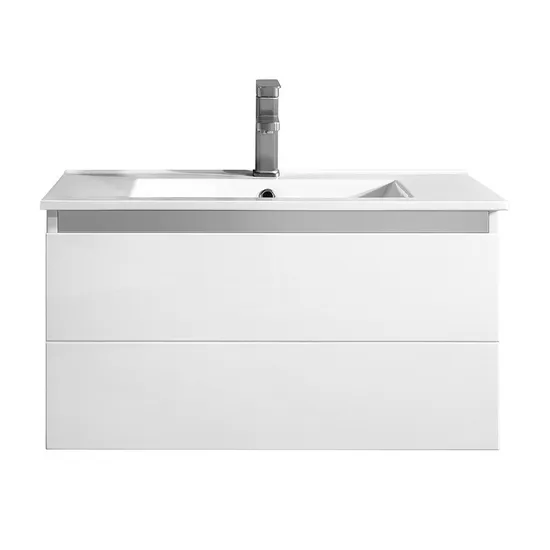 White Single Sink Wood Bathroom Vanity