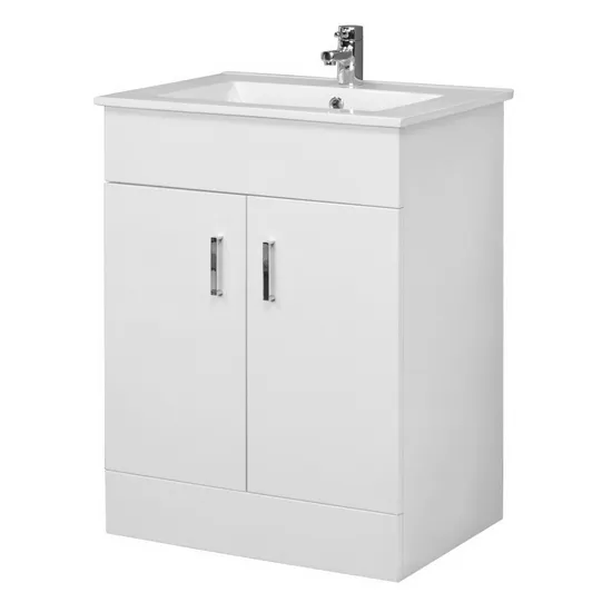 High Gloss White PVC Bathroom Cabinet 600mm (FSC, BSCI, EUDR)