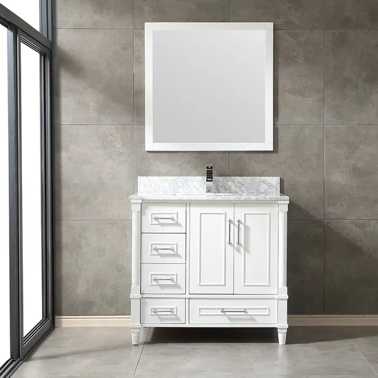 36inch Bath Vanity Furniture with Single Sink Soft Closing White