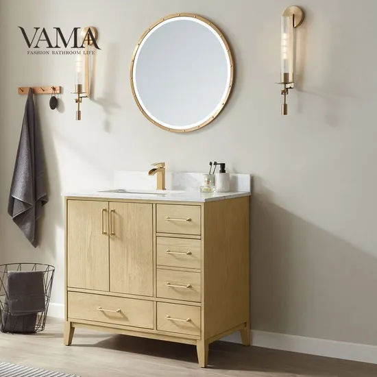 Vama Factory Modern Bathroom Vanity Cabinet Solid Surface Vanity Top Design Lacquer Painting Bathroom Furniture 799036